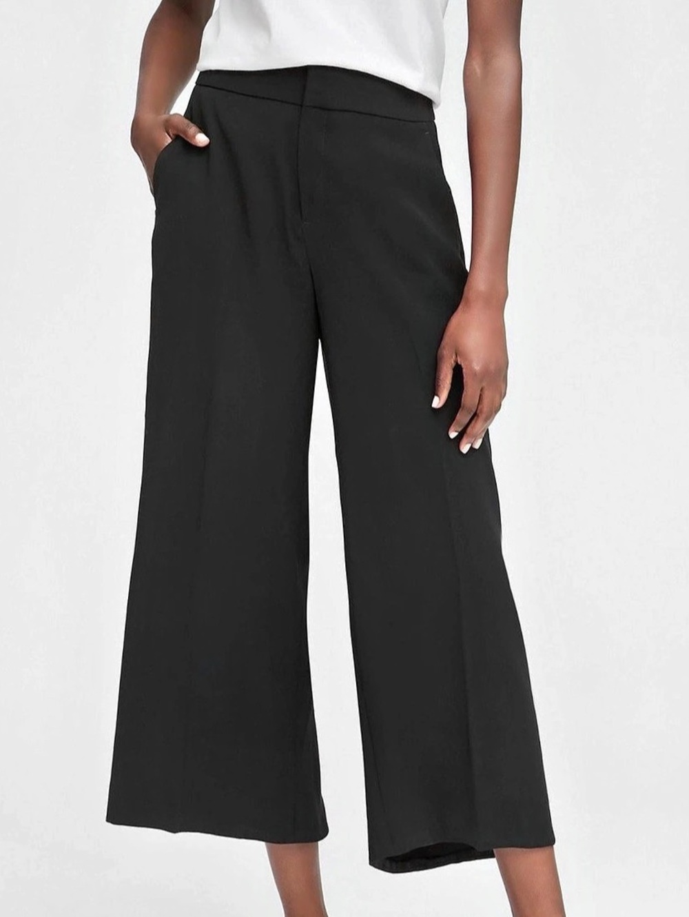 Banana Republic Washable Stretch Wide-Leg Crop Pants Black 8R NWT